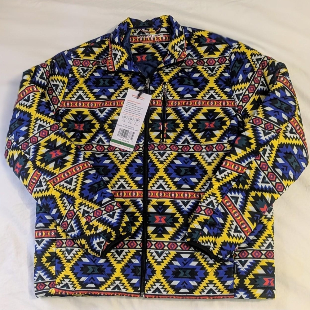 (L) Hawke & Co Men's Multicolored Geometric Southwestern Style Patterned Jacket